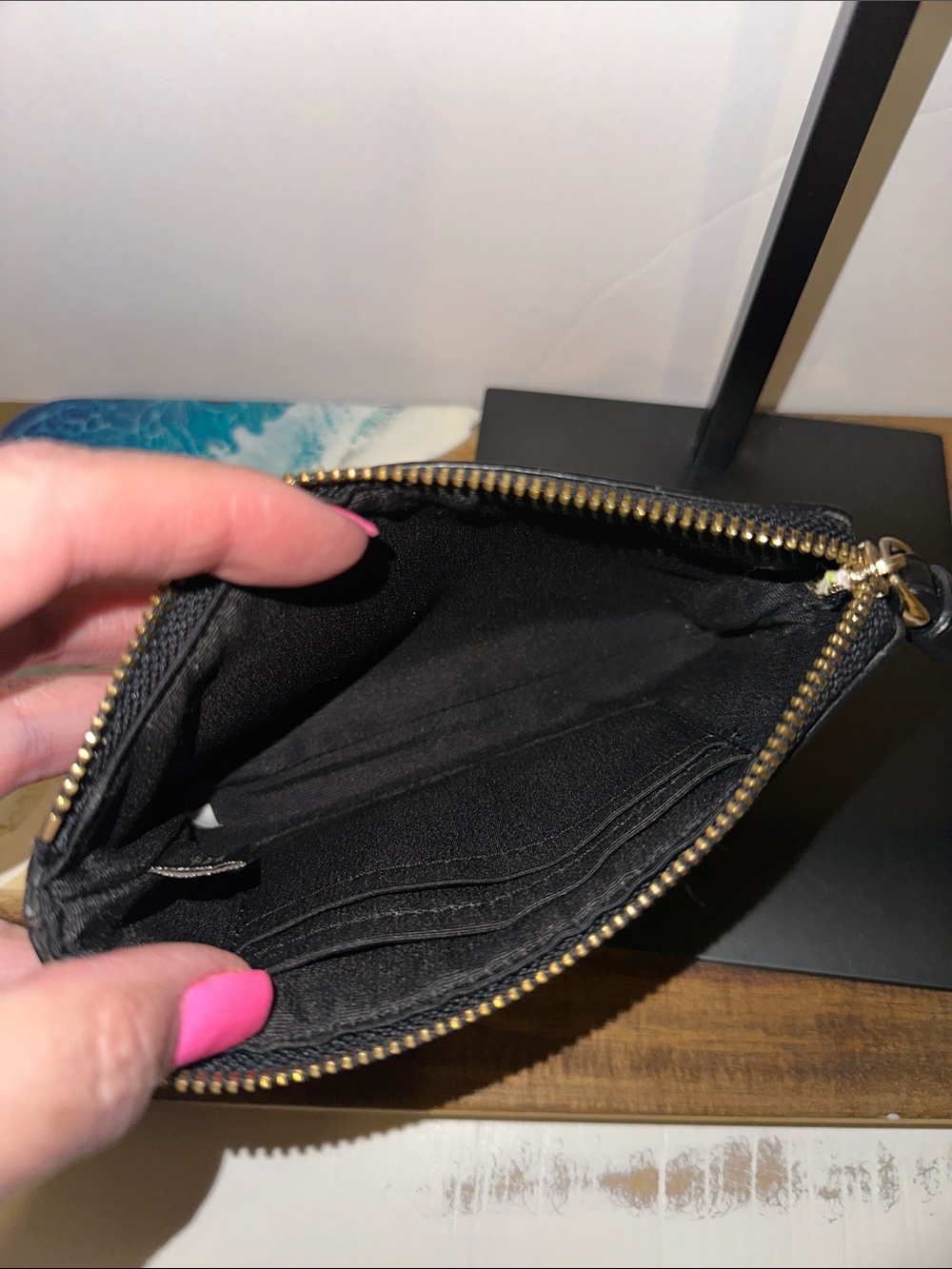 Coach Red and Black Plaid Signature Zip Wristlet - Picture 3 of 3
